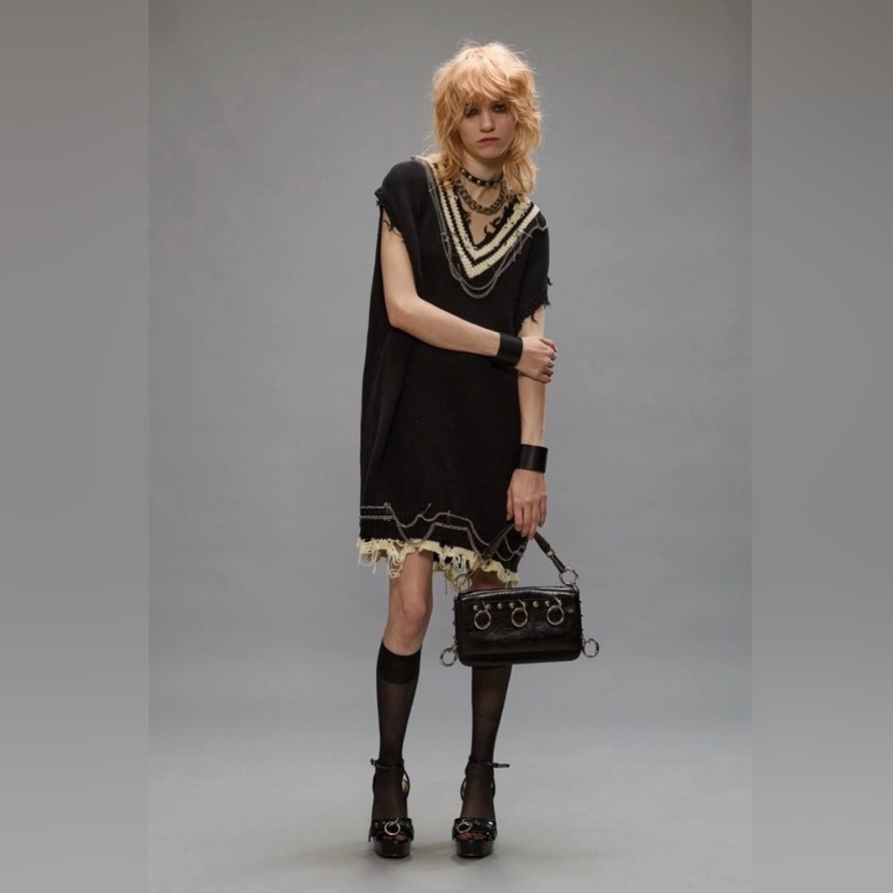 BNWT $1250 R13 Oversized Chain Embellished Vest Dress Large - Picture 5 of 12
